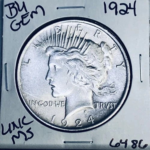 1924 P BU GEM PEACE SILVER DOLLAR UNC MS+++ U.S. MINT RARE COIN 6486