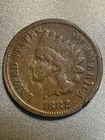 1882 Indian Head Cent Penny Philadelphia Copper Good coin Collection Antique