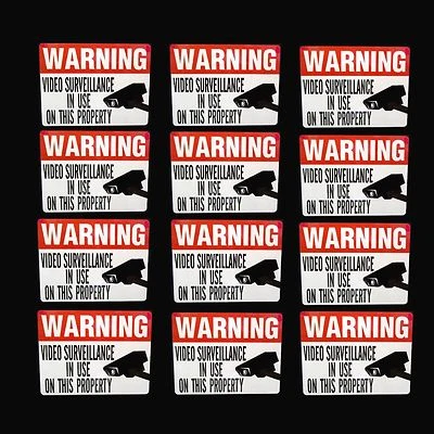 WMTL Red Window Warning Vinyl Decal Sticker Sign For Home Security Camera Store Bars