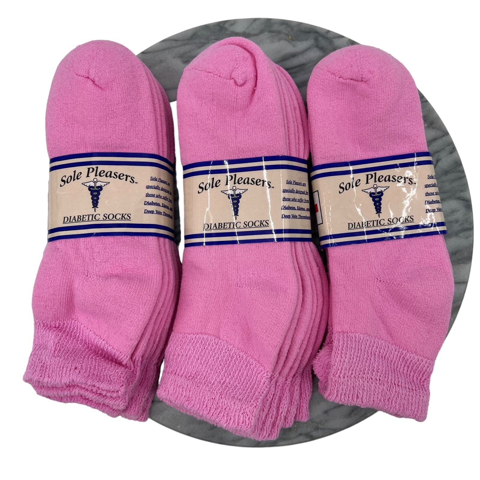 SAOLA Sole Pleasers Calze Diabetiche Donna 8 12 Rosa Compressione Made USA 8 Paia