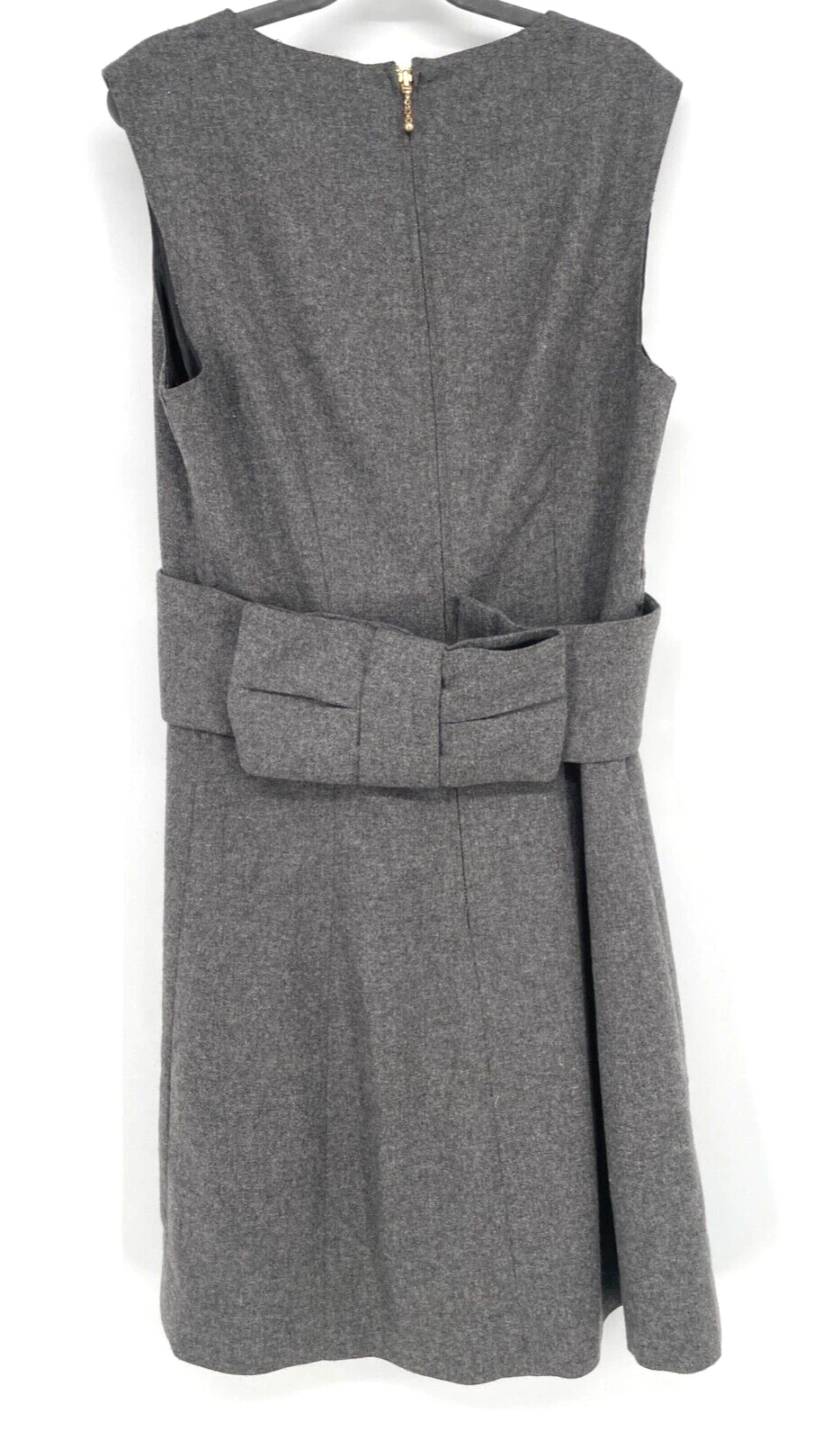 Abito donna Kate Spade taglia 6 grigio misto lana Marti aderente e svasato fiocco $428 linea A