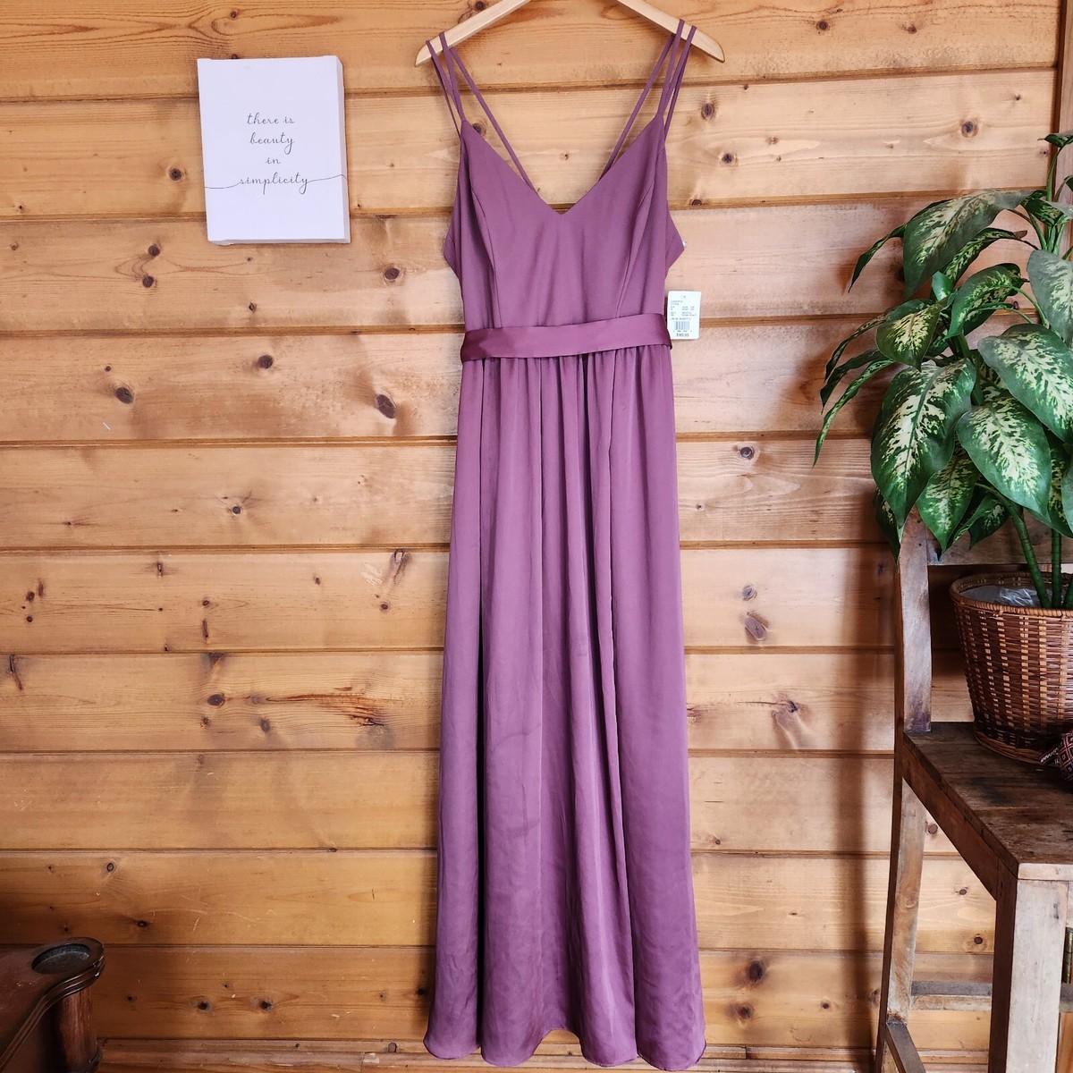 bridesmaid dresses chianti David's Bridal NWT F20346 Charmeuse Satin Maxi Dress Size 14 Sleeveless design