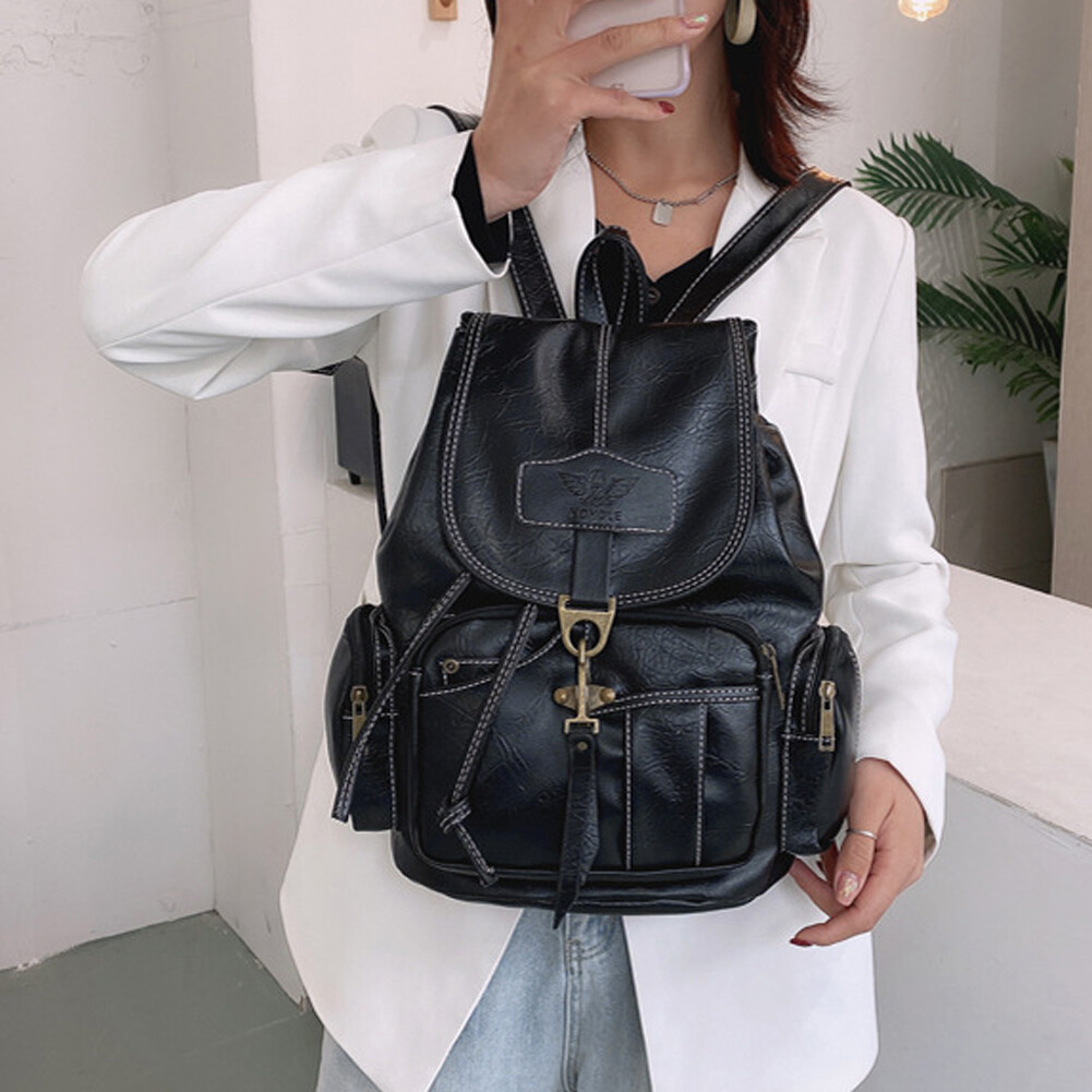 US Fashion Vintage Canvas Backpack Leather Rucksack Knapsack  display picture 2