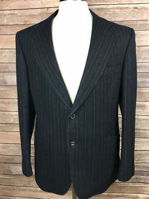 Don Bobbie Paris Jordan Marsh Blue Striped Wool Tweed Mens 42R 2 Button Blazer