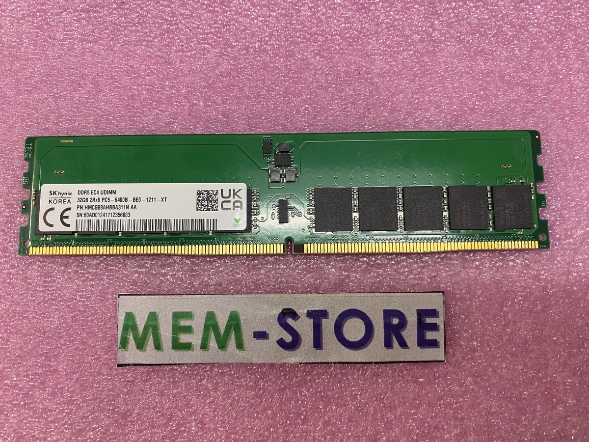 SKHYNIX DDR5 EC4 UDIMM 16GB 2枚PCメモリー　中古品 SKhynix Original 32GB DDR5-6400 EC4 ECC UDIMM Memory Module for
