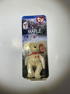 Ty Teenie Beanie Baby Maple the Bear 1999 Mcdonalds Rare with All Errors 1993