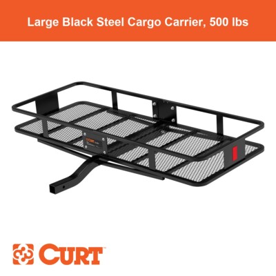 60'' x 24'' Black Steel Basket Cargo Carrier (Fixed 2'' Shank, 500 lbs.)