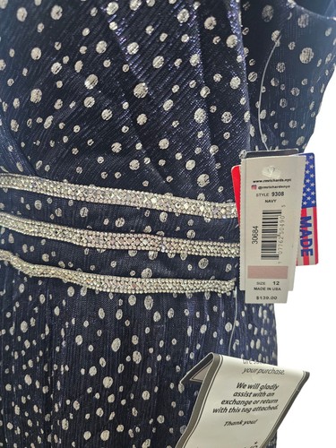 Neu mit Etikett R&M Richards Kleid Metallic Strass verziert 12 Large marineblau - Bild 6 von 7