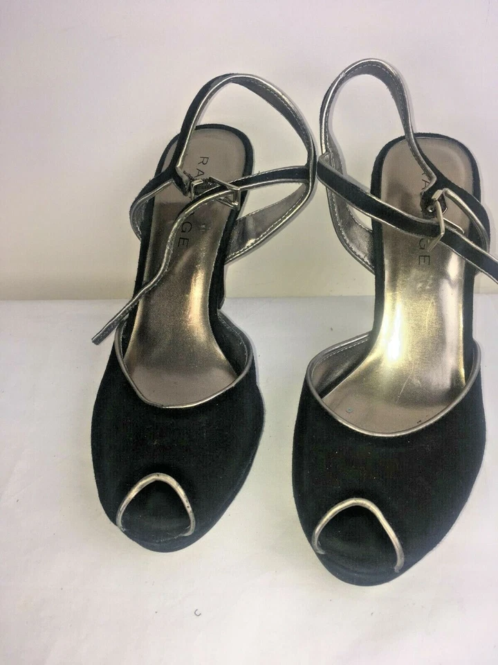 Rampage 黑色麂皮绒露趾高跟鞋 8.5 码带 4 英寸鞋跟 — 第 2/4 张图片