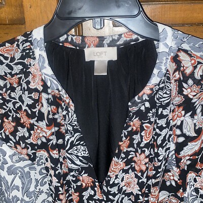 Women's LOFT Outlet Chiffon Faux Wrap Dress-Long Sleeve-Elastic Waist-SMALL  | eBay
