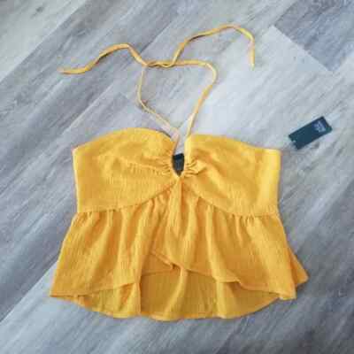 NWT Wild Fable Mango Orange Halter Top Size Large