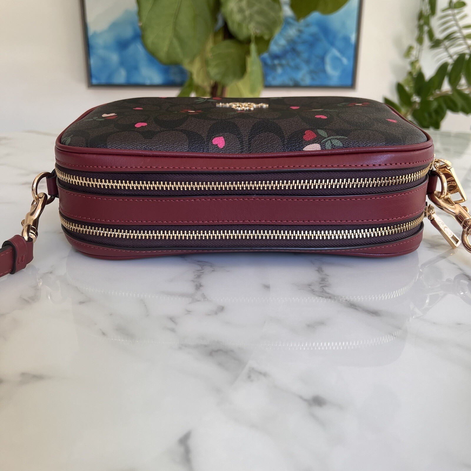 COACH Jes Crossbody In Signature Canvas With Heart Pe… Gem