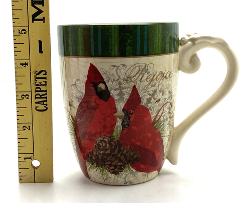 Cracker Barrel Large Mug ”Rejoice” 2 Cardinals Season of Peace Lori Siebert 5" - Picture 5 of 6