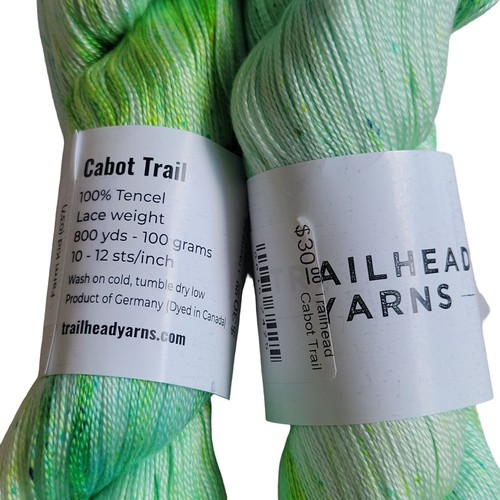 Cabot Trailhead Tencel Vegan Lace Yarn Farm Kid Green Hand Dyed 1600 yds - Picture 2 of 3