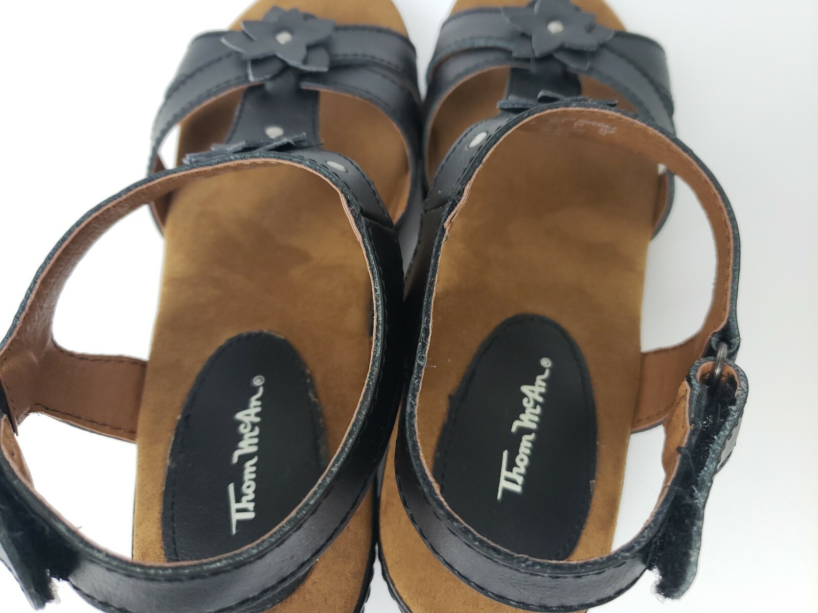 Thom Mcan Women 6.5 M Wanda Wedge Sandal black leath… Gem