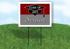 2023 SENIOR MAROON GRAY 18inx24in Yard Road Sign w/ Stand