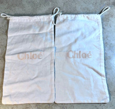 Lot of 2 CHLOE Drawstring Logo Cloth Dust Bags 6 " X 12 "