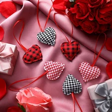 18 Pieces Fabric Heart Hanging Ornaments Heart Shaped Anniversary Romantic date