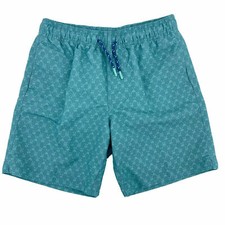  59.50 Southern Tide Boy's Channel Marker Print Aqua Ocean Swim Trunks, Size XL