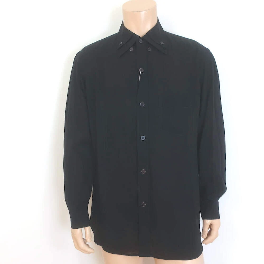 Chemise Homme Yohji Yamamoto - Col Double, Noir Tencel - Taille 2, Neuve Avec étiquettes