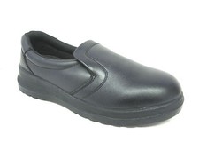 Vegace Men Oil Slip Resistant Black Leather Work Shoe Restaurant Loafer 9435