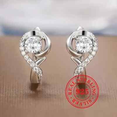 925 Sterling Silber weiße Zirkonia Huggie Creolen in Geschenkbox