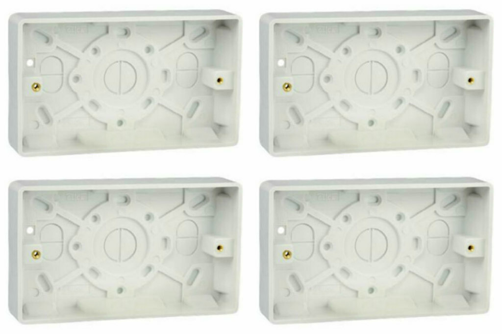 4 x Click CMA082 Moulded Surface Mounted Pattress Boxes 25mm Deep - 2 Gang