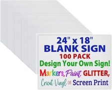 24x18 inch Blank Corrugated Plastic Yard Signs White - No Stakes Included