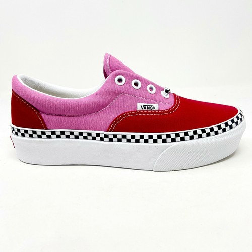 red and white platform vans