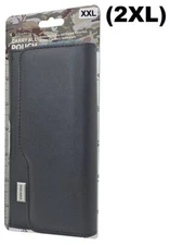 (2XL) Rugged Horizontal Leather Pouch Holster Clip Belt Loop with Card Slot