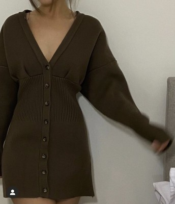 zara brown knit cardigan