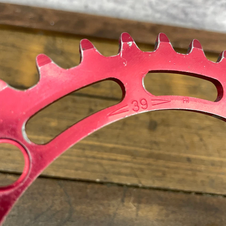 Corrente BMX Old School 39t vermelha 39 dentes 130 BCD vintage Shimano Takagi A4 - Imagem 2 de 4