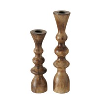 Boltze KerzenstäNder Casconda 2-Tlg Set Kerzenhalter Aus Holz, Stilvolles Design