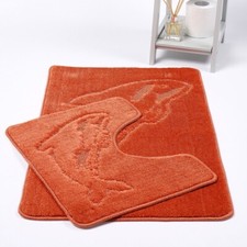2 Pc Dolphin Bath Mat Pedestal Set Bathmat Non Slip Toilet Bathroom Rugs Mats