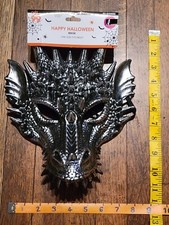 Metalic Silver / Pewter Dragon Face Cosplay Masquerade Costume 3D Adult Mask
