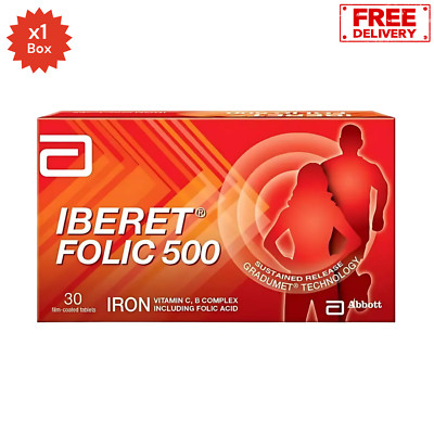ABBOTT Iberet Folic 500 30'S Iron Vitamin C & B Complex FREE SHIPPING