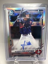 GILBERTO CELESTINO 2021 BOWMAN CHROME DRAFT REFRACTOR AUTO ROOKIE CARD #59/499.