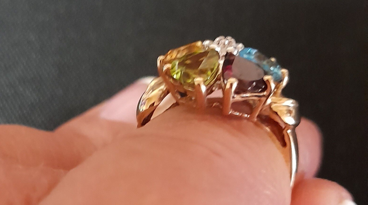 10k Solid Gold Multicolor Gemstone Ring. Size 7.A… - image 9