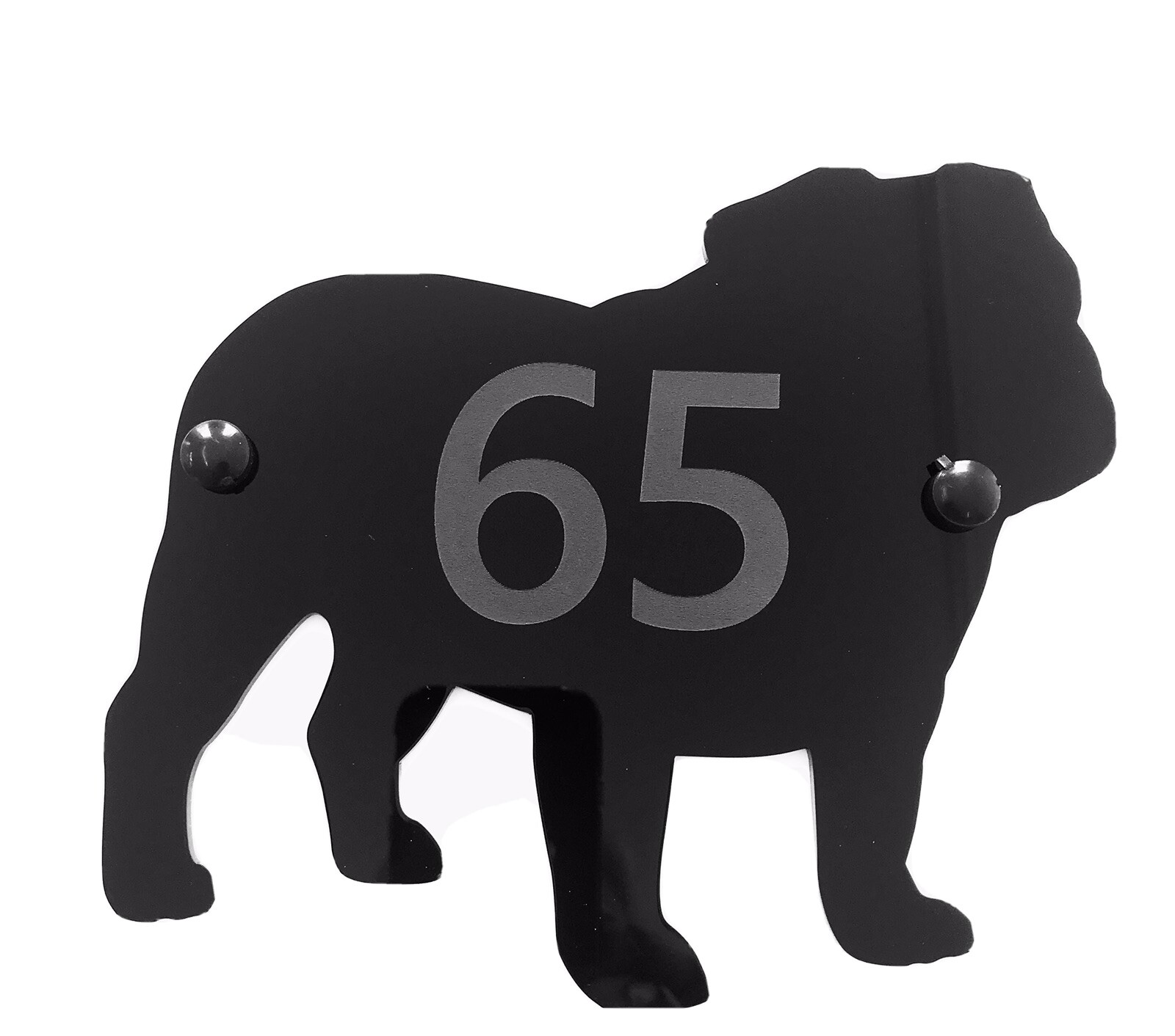 British/English Bulldog Dog Door House Number Sign Plaques in Black eBay