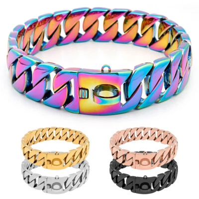 Luxus Kette Hundehalsband Metall Choke Halsband für Pitbull Boxer Gold Silber