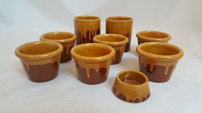 6 RAMIKIN LA CERAMICA VINCENZO DEL MONACO MUSTARD YELLOW STONEWARE ITALY