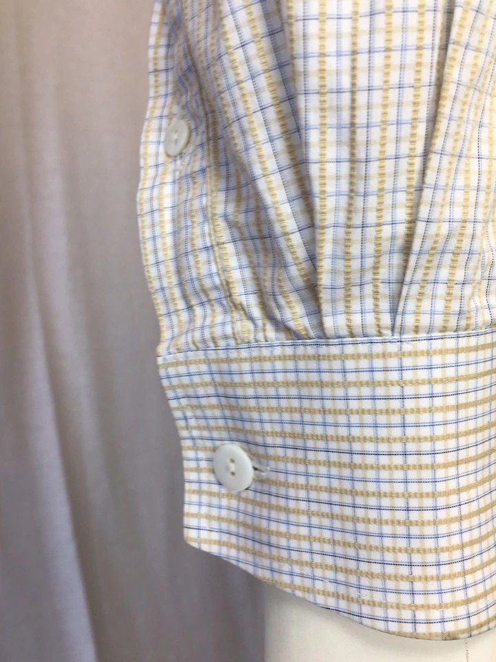 Camisa L/S Para Hombre Jhane Barnes 16 Grande 32/33 Euro Tela Algodón Verde Guisante Azul Foto 4 de 4