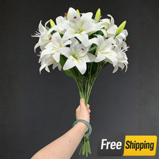 68CM Long Artificial Lily Flowers Stem Stargazer Bouquet Wedding Home Decor UK