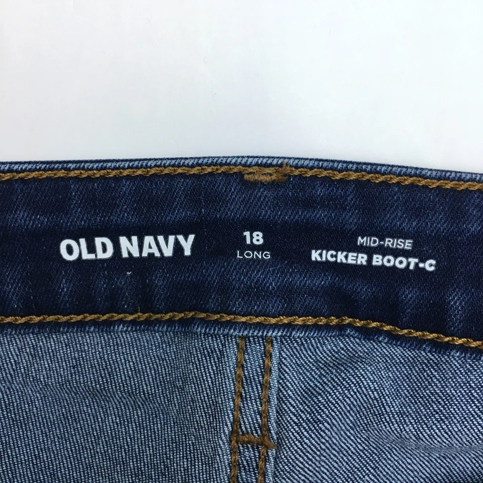 Old Navy Mid Rise Kicker Boot Cut Jeans Dark Wash Stretch size 18L length 34" - Image 3 of 4