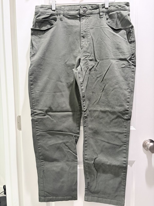 Men’s Olive Khaki Denim Pants Straight Leg Jeans 36w x 29L