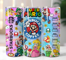 Bicchiere tazza termica da viaggio stile Super Mario Starbucks nuovo 20 oz con scatola