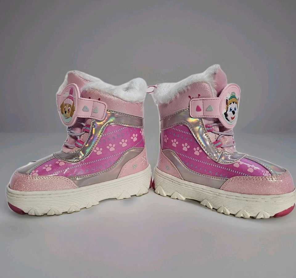 Botas iluminadas Paw Patrol talla 10 Skye Everest rosa niño botas de invierno piel Foto 2 de 4