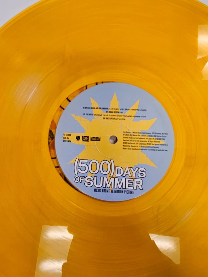 500 Days Of Summer Used NM VG+ RARE Translucent Yellow Colored Vinyl X2 LP 2009 - Image 4 of 4
