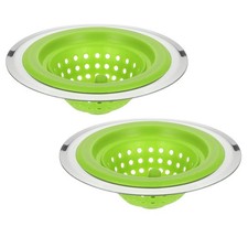 2Pcs Silicone Sink Strainer Kitchen Sink Drain Strainer Stopper 4.4" Green