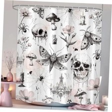 Gothic Skull Shower Curtain 60"W x 71"L Pack of 1 A-02skull Moth Pink